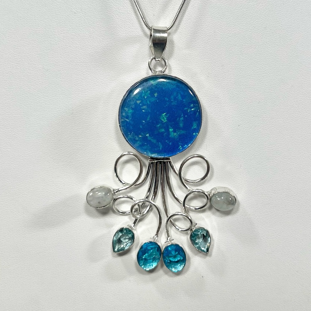 Doublet Opal Moonstone 925 XL Gemstone Pendant